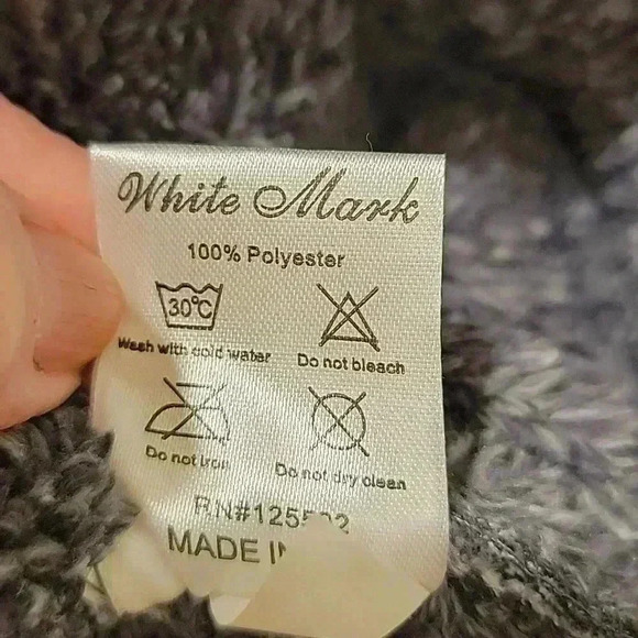 White Mark Full Zip Sherpa Hoodie Charcoal Grey Size XL - Picture 3 of 8